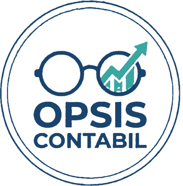 Emblema da Opsis Contábil: óculos com gráfico de crescimento